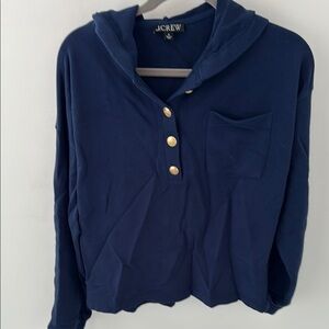 J.Crew Navy Blue Hoodie with Gold Buttons